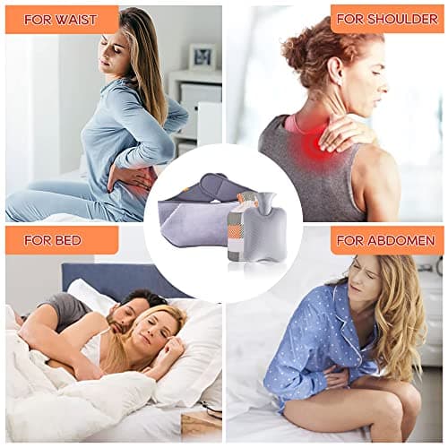 Hot Water Bottle with Cover,Rubber Warm Hot Water Bag with Soft Plush Waist Cover Belt Hot Water Bottle Pouch for Pain Relief Neck,Shoulder, Hands,Back, Legs,Waist — view 6