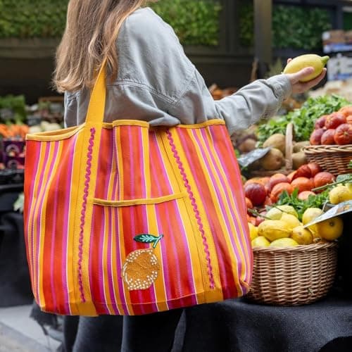Talking Tables Large Tote Bag with Lemon Design Reusable Strong Women`s Handbag for Grocery Shopping Gym Travel Beach Tote Bag Eco-Friendly 100% Recycled Plastic 46.5cm x 39cm — view 2