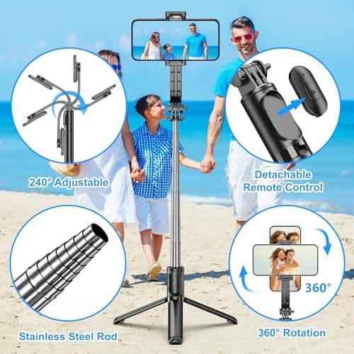 SelfieShow Selfie Stick, 4 in 1 Selfie Stick Phone Tripod Stand, 41 Inch 106cm Extendable and Portable Selfie Stick with Detachable Wireless Remote Compatible with iPhone 17 16 15/Galaxy/Huawei, etc. — view 2