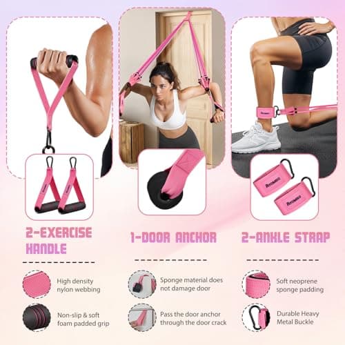 Resistance Bands, Exercise Bands with Handles, Fitness Bands, Workout Bands with Door Anchor and Ankle Straps, for Heavy Resistance Training, Physical Therapy, Shape Body, Yoga, Home Workout Set — view 5