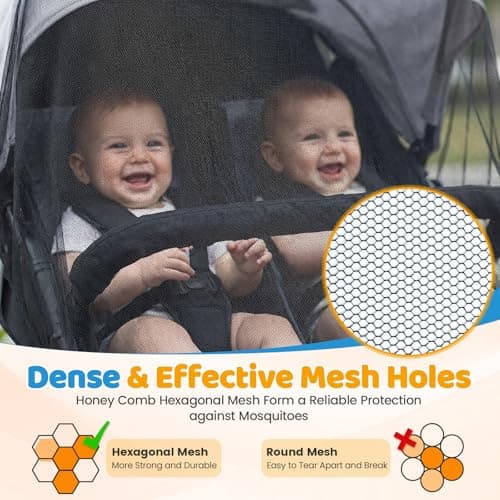 Mosquito Net for Pram, Universal, Black Tandem — view 2