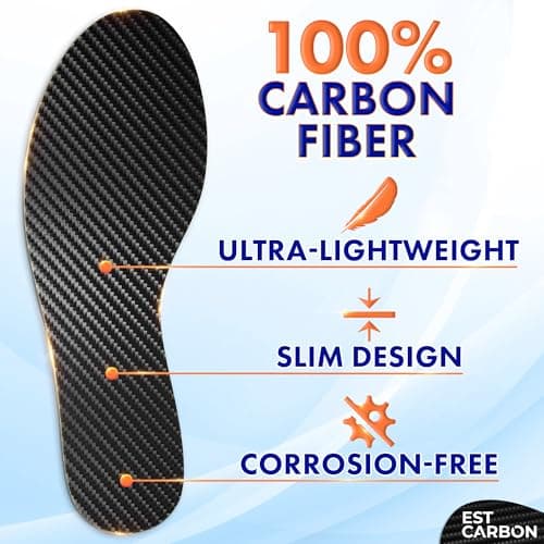 EstCarbon - Carbon Fibre Insole - 1 pc, UK Size Men 8-8.5, Women 9.5 - Unisex Orthotic Shoe Insert - Stiff Foot Plate - Turf Toe, Hallux Rigidus, Flat Feet, Plantar Fasciitis, Mortons Extension — view 2