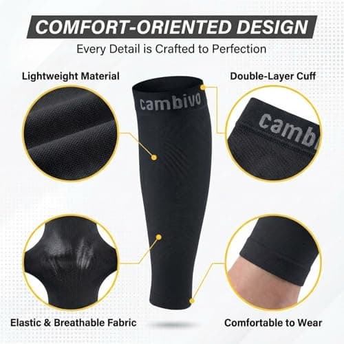 CAMBIVO Calf Compression Sleeves 2 Pairs, 20-30 mmHg, Footless Flight Socks — view 4