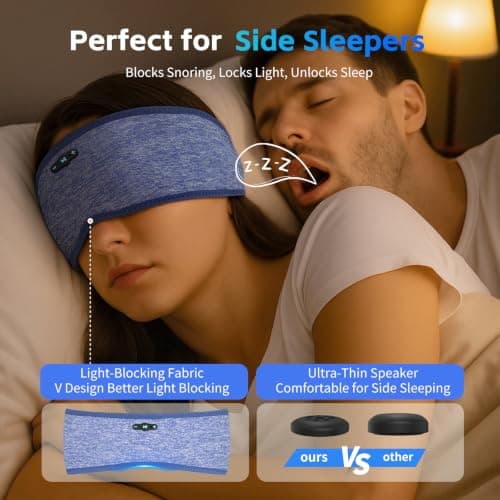Veeniitosr Sleep Headphones Bluetooth 6.0 Headband for Sleepers (Sky Blue) — view 4