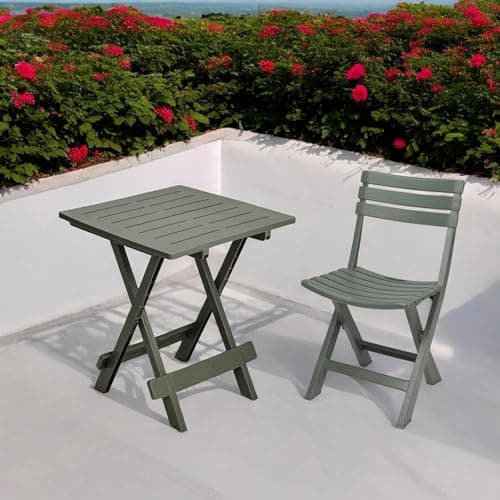 Carousel Home Green Plastic Folding Garden Side Table | Lightweight Weatherproof Outdoor Table | Compact Foldable Table for Camping, Balcony or Patio — view 4