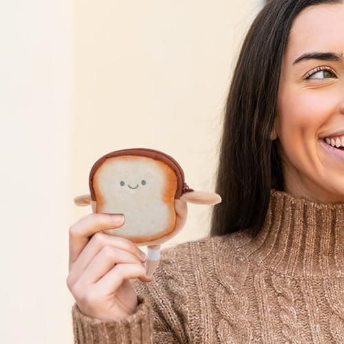 NUOBESTY Fabric Toast Coin Purse with Multifunctional Storage for Coins and Earphones, for Sports and Travel Use — view 4