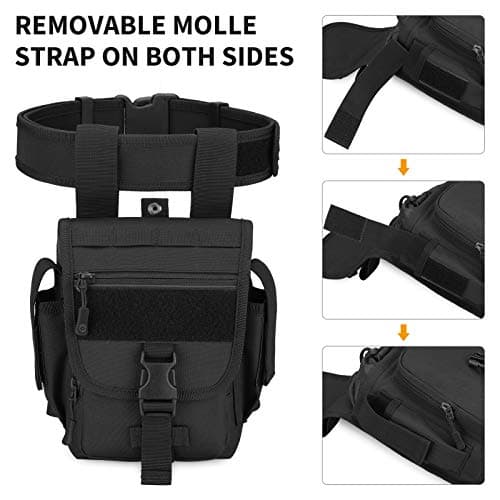 HUNTVP Leg Bag Tactical Drop Leg Bag Motorbike Molle Pouch Cross Over Leg Rig Thigh Pack for Motorcycle Cycling Riding Outdoors Camping — view 5