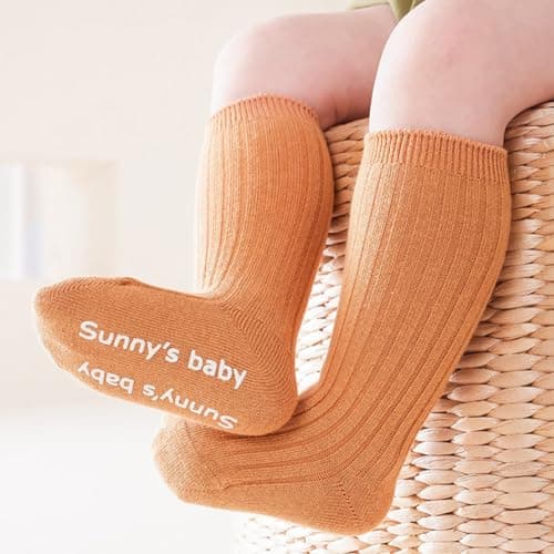 HXQLXGT Toddler Knee High Socks Non Slip Anti Skid Baby Boy Girls Seamless Long Stockings (UK, Age, 1 Year, 3 Years, 6 Pairs Multicolor) — view 5