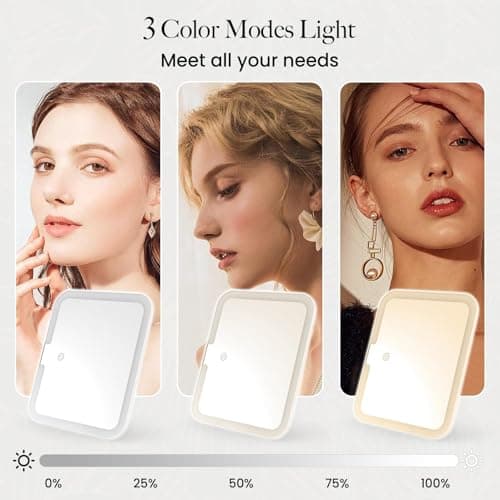 GREENSAPPIRE Travel Makeup Bag with LED Mirror Vanity Case with 3 Color Light Modes Adjustable Dividers Makeup Case for Women Travel Makeup Organiser Bag for Brushes Jewelry Toiletries (Pink) — view 4
