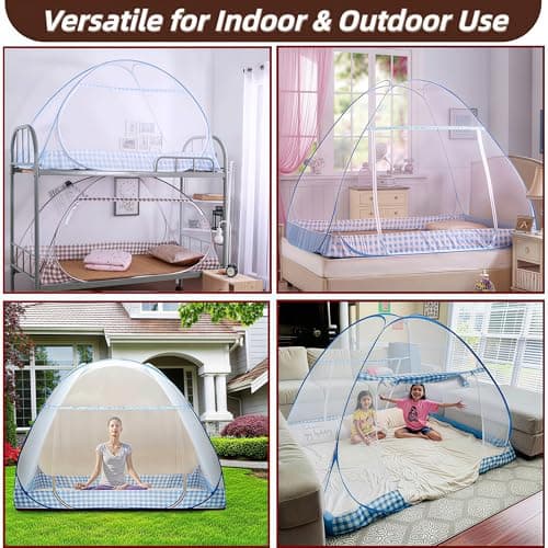 Digead Mosquito Net, Portable Travel Mosquito Nets, Foldable Single Door Mosquito Camping Curtain, 100x200cm Bed Canopy-Brown Edge — view 4