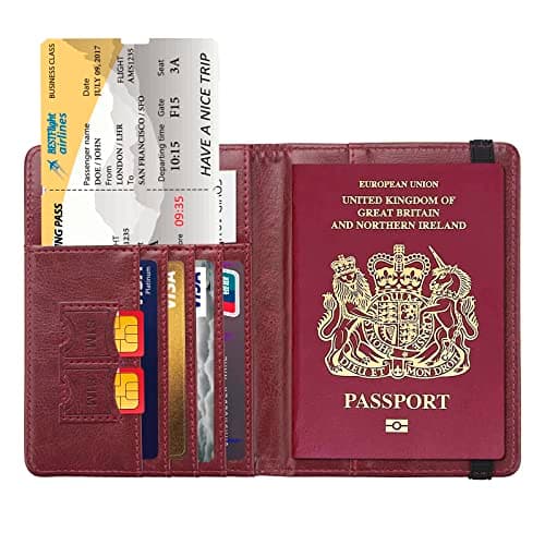 FACATH UK Passport Holder with Gilded UK Passport Pattern: Passport Covers Slim, Durable & British-Themed | Perfect Fit for UK Passports (Red) — view 3