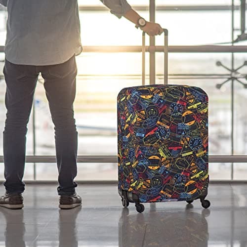 Explore Land Travel Luggage Cover Washable Suitcase Protector - Fits 18-22 Inch Luggage, Stamp S — view 6