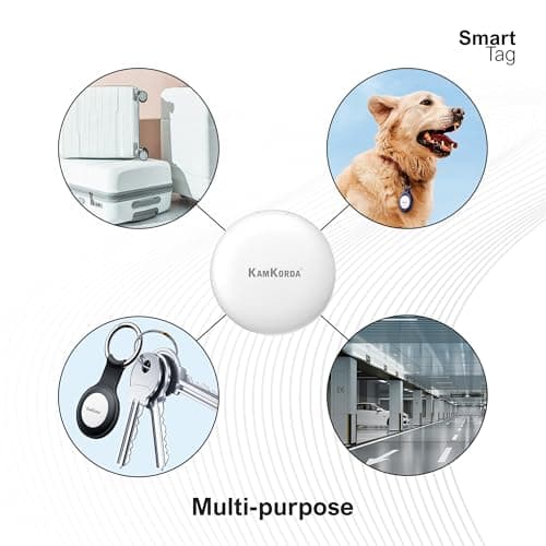 KamKorda Smart Tag Tracker, Bluetooth Key Finder, GPS Tracker Tag for Keys, Wallet, Pets, Luggage Tracking Device Compatible with iOS – White (White - 1 Pack) — view 3