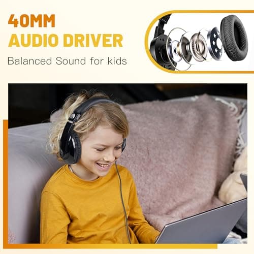 Rockpapa Comfort Foldable Kids Headphones Wired for School/Travel — view 4