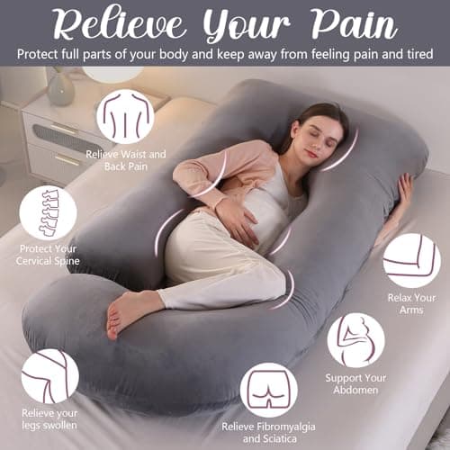 Labtec Pregnancy Pillows For Sleeping, Velvet U-shape Maternity & Body Pillows, Full Body Pillow, Maternity Hips, Legs, Belly For Pregnancy & Back Support Pillow [ Light Grey] — view 3