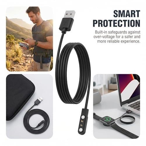 TwinkleHom Gloryfit Smart Watch Charger Magnetic USB Charging Cable for GloryFit T80 T70 T60 T50 P99 P98 Smart Watch (Black/60cm) — view 5