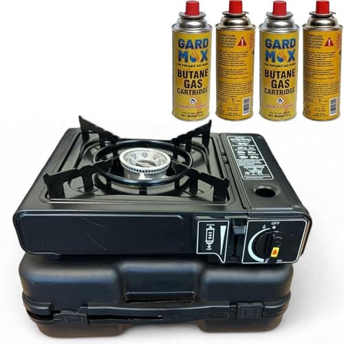 Portable Camping Stove with Cary Case | Premium Compliant Portable Gas Camping Stove with Automatic Ignition & Heat Control (Camp Stove with 4 Gas Canisters) — view 3