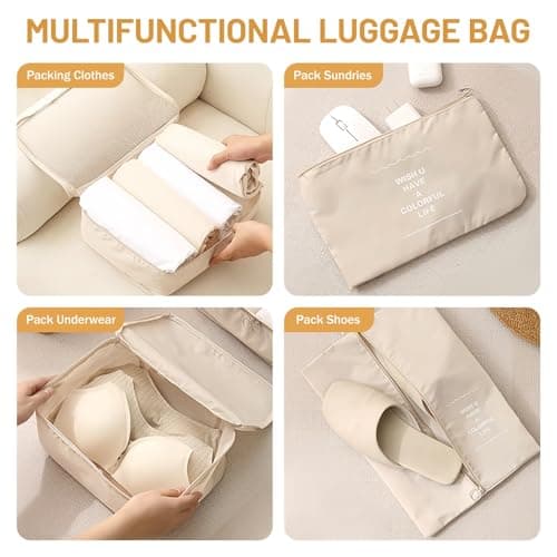 Compression Packing Cubes 8pcs, with Visible Mesh, Handle & Double Zipper — view 3