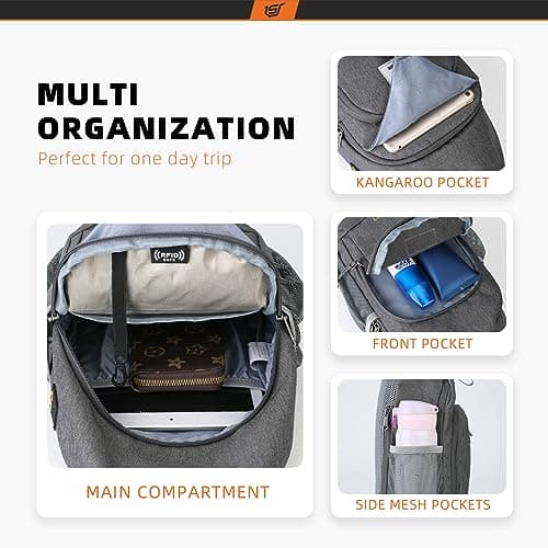 SKYSPER Sling Bag RFID Crossbody Sling Backpack Cross Body Shoulder Bag Travel Hiking Daypack for Women Men(Darkgrey,Medium) — view 2