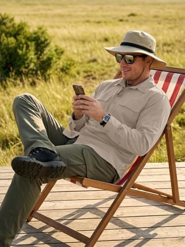 Jessie Kidden Mens Safari Shirts Long Sleeve UV Protection Hiking Fishing UPF 50+ Quick Dry Cooling Camping Travel Shirts #5060-Light Khaki-XXL — view 2