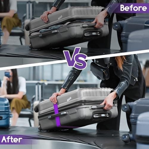 WISYOK Luggage Straps Extended, 2 Pack, 130-250cm Adjustable, Purple — view 5