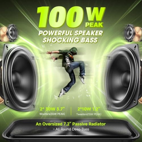 W-KING Bluetooth Speaker, 100W Peak HD IPX7 Portable Speakers Wireless Loud — view 2
