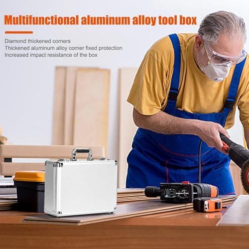 Aluminium Toolbox - Portable Tool Case, Aluminum Alloy Toolbox, Aluminum Storage Box, Aluminum Alloy Small Storage Box, Square Storage Organizer With Sponge Lining For Jewelry 25.5x16.5x9.5cm — view 3