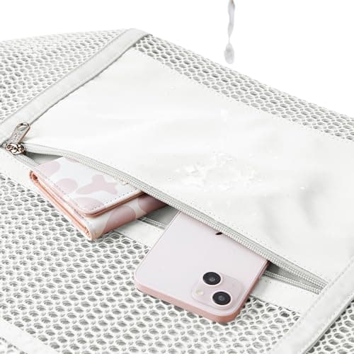 KALIDI FANCY FOREST Foldable Mesh Beach Bag with Zip, 27L Large Mesh Tote Bags for Women Ladies Summer Beach Tote Bag for Holiday Travel,White — view 5