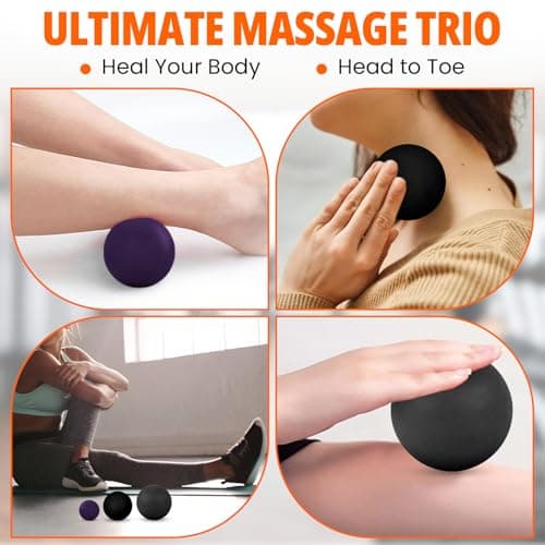 Lacrosse Massage Ball Set in 3 Sizes (Grey, Black and Purple) — view 3