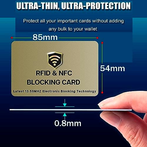 SAITECH IT RFID Blocking Card, 10 Pack Premium Contactless NFC Debit Credit Card Passport Shield Protector Blocker Set for Men & Women, Smart Slim Design Perfectly for Wallet/Purse - Golden — view 2