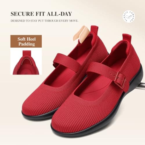 DREAM PAIRS Womens Ballet Mary Jane Flats Sneaker Shoes,Size 5.5,Red — view 6