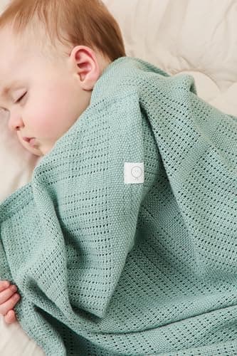 MORI Organic Cotton & Bamboo Cellular Muslin Blanket 70x100cm, Mint — view 4
