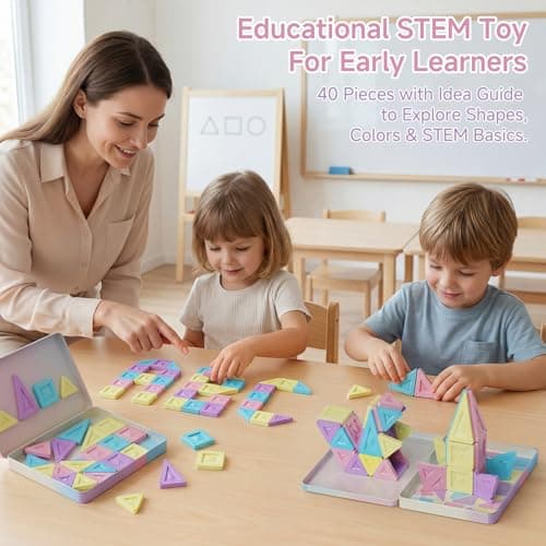 Magnetic Tiles Travel Toy Girls 40pcs: Macaron Tin Case Creative Play — view 6