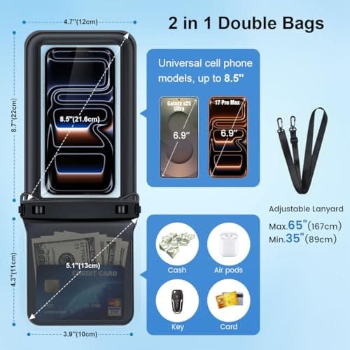 Rynapac Floating Waterproof Phone Pouch Up to 8.5"-2Pack IPX8 Dry Bag Case — view 5