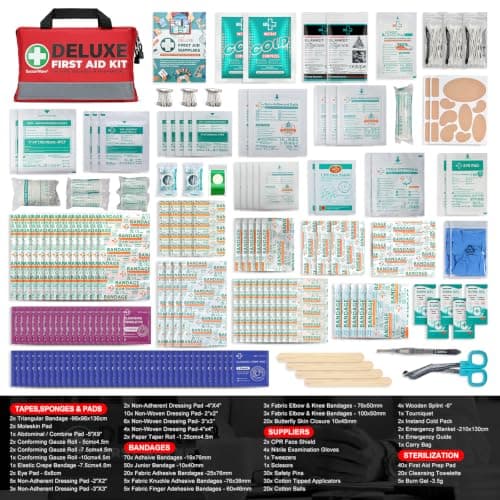 SuccorWare 380 Pieces Deluxe First Aid Kit Compact Trauma Medical Kits with Assorted Bandages, Instant Cold Pack, Emergency Blanket for Home, Travel, Office, Camping, Vehicle, Emergency Kits(Red) — view 6