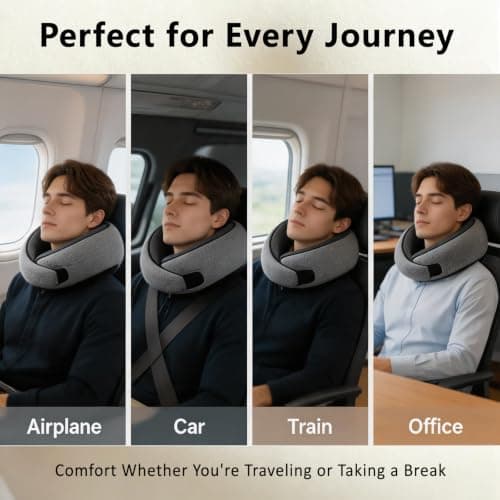 ANBOWEI Memory Foam Travel Pillow, U Shaped Airplane Neck Pillow for Adult — view 6