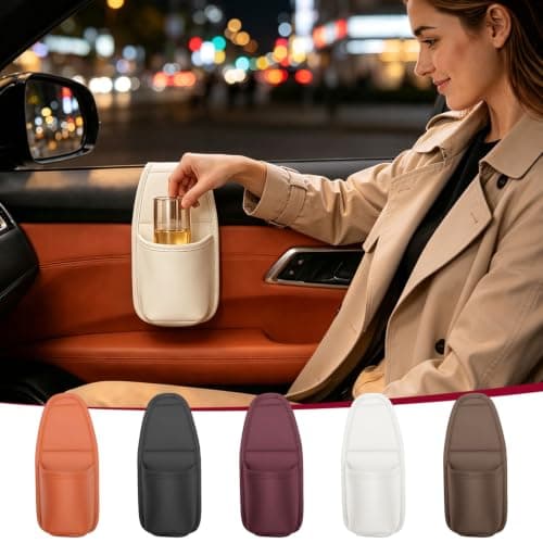 Car Door Cups Holder Window Hanging Organizer,Car Door Storage Pocket，Red — view 6