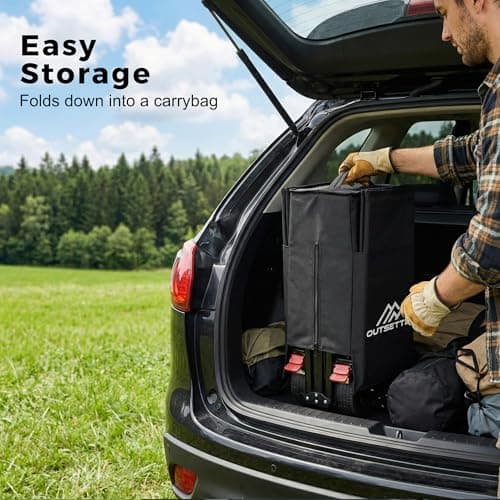 200L Heavy Duty Folding Camping Trolley on Wheels, Large Capacity Festival Wagon Cart with Wide All-Terrain Wheels, Cover & Adjustable Handle for Beach, Garden, Picnic, Outdoor, Shopping — view 6