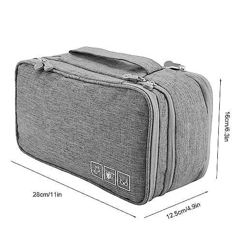 AKLOSIPY Portable Travel Storage Underwear Bra Socks Bag USB Cable Tech Accessory Case – Compact .5” X .5” X 3.” Multi-Compartment Packing Pouch for Women Men Digital Nomads Gym Business (Gray) — view 4