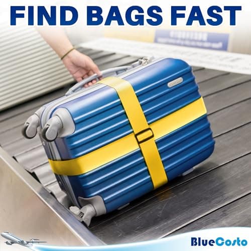 Luggage Straps for Suitcase - Yellow, 1.9m x 5cm, 4 Pack - Strap for Suitcases - TSA Approved by BlueCosto — view 5
