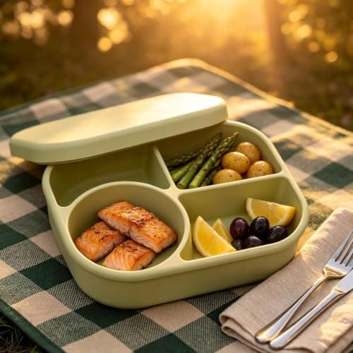 Silicone Lunch Containers 750ml 4-Compartment Leakproof Divider — view 3