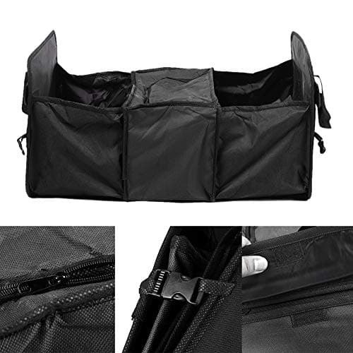 HLKSOUREZ Multifunction Folding Car Insulated Cooler Storage Bag Organizer, Trunk Storage Box with High - Quality Polyester Material, Large Capacity Car Trunk Organizer Container for Travel (Black) — view 6