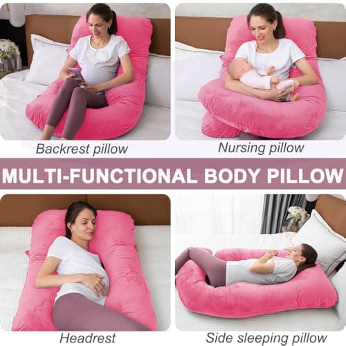 TaiBest U Shaped Full Body Pregnancy Pillow with Removable Cover for Maternity Women,Pregnancy Pillows for Sleeping,Support for Back, Legs, Belly,55 Inch Pregnancy Pillow for Women (Memory Foam, Red) — view 5