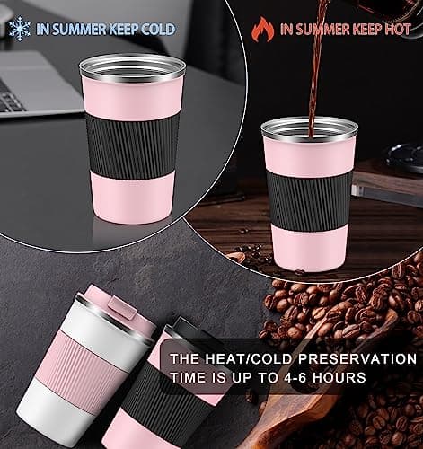 CS COSDDI Travel Mugs, Insulated Coffee Cup with Leakproof Lid - Reusable Coffee Cups Travel - Car Coffee Cup - Stainless Steel Coffee Mug for Hot and Cold Water and Tea, 380ml — view 6