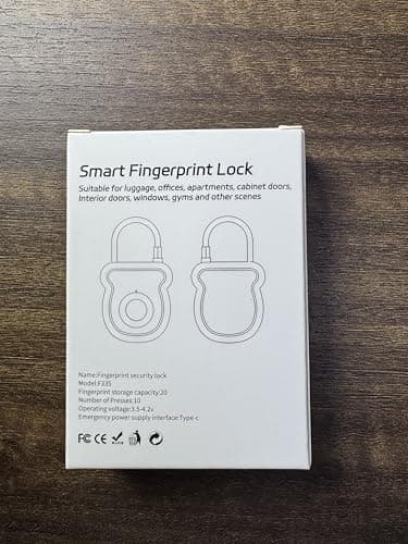 Larimuer Smart Fingerprint Padlock for Luggage - 20 User Capacity, USB Key & Emergency Code, Keyless Biometric Lock for Gym Locker, Suitcase, Backpack, Toolbox & Handbag (Black) — view 3