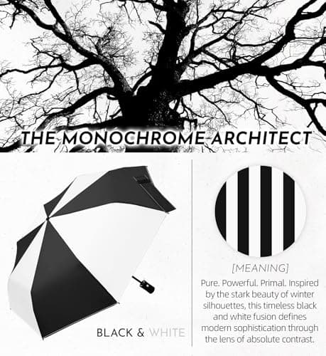 LILAC Windproof Auto Umbrella, Unique Bicolor 8 Ribs Easy Close Brolly — view 3