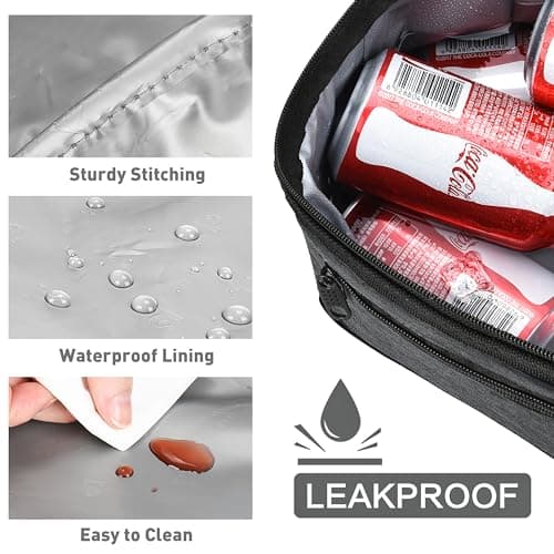 Kato Tirrinia Insulated Lunch Bag 10.5L(20 Cans), Large Cool Bag Thermal Tote Bags for Lunch Work School Camping Picnic, Foldable Cooler Bag for Food or Lunch Box Container,Charcoal — view 5