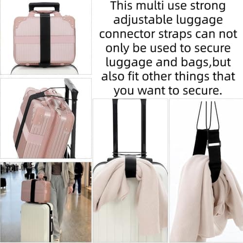2pcs Luggage Straps,Adjustable Luggage Connector Straps for Suitcases,Elastic Travel Straps for Luggage,Suitcase Be/lts Luggage Straps,Multi-Purpose Application,Lightweight,Durable Material,Black — view 4