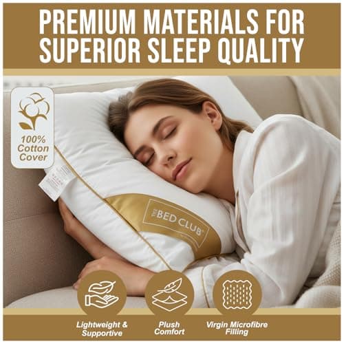 GC GAVENO CAVAILIA Medium Support Pillow 5Pack With 100% Cotton Cover | Bounce-Back Neck Support Bed Pillows Standard Size Single Pillow | Hotel Quality Pillows For Back Pain & Side Sleepers, 74x48cm — view 2