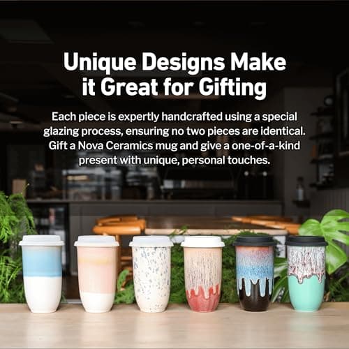 NOVA CERAMICS Coffee Tumbler – Travel Mug - On the Go Coffee Mug – Microwave & Dishwasher Safe Green Coffee Tumbler - Gifts for Women Men Him Her – 475ml – Monsoon — view 6